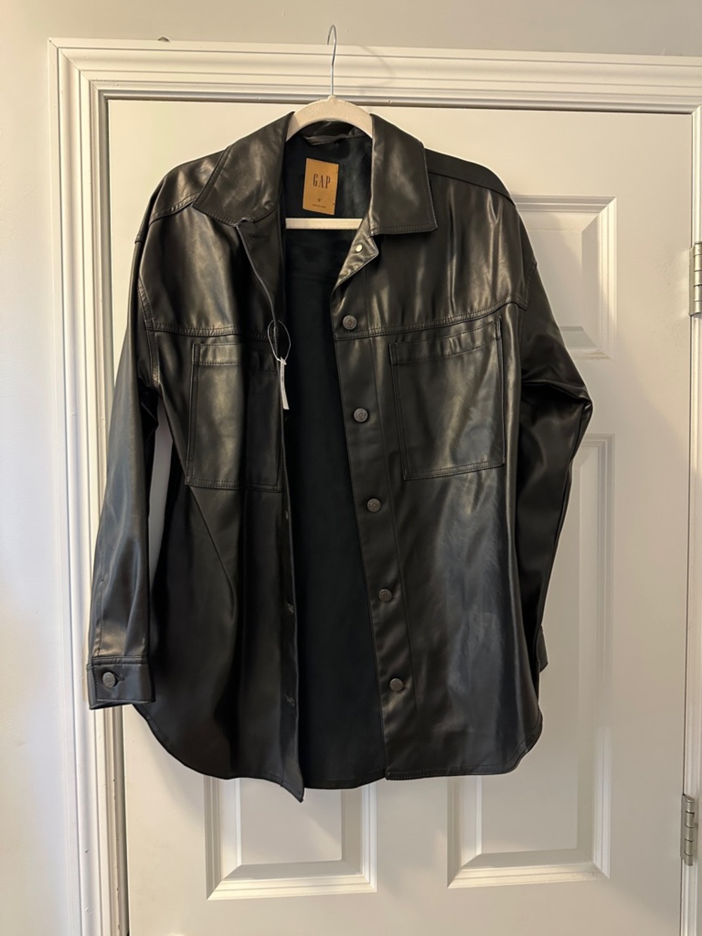 Gap Oversized Faux Leather Shirt Small Tall
